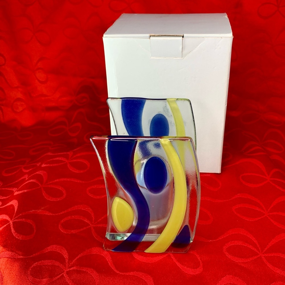 NWT glass partylite  abstract candle holder